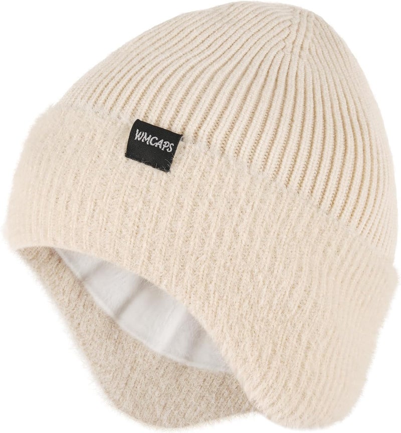 Wmcaps Winter Fleece Line Beanie with Earflap for Men Women, Outdoor Warm Thermal Knitted Hat Stocking Caps - Image 1